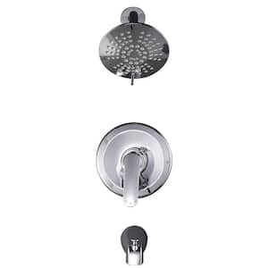 Round Single Handle 5 Patterns-Spray Shower Faucet 1.6 GPM with High Pressure Fixed Shower Head in. Chrome