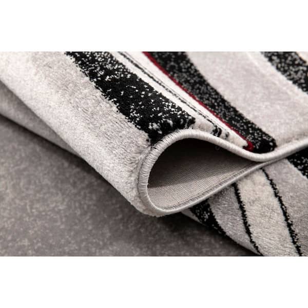 Montage Grey Black, Lines 2 ft. x 30 ft. Abstract Indoor Runner Rug