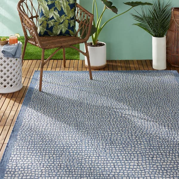 Marlin Blue 8 ft. x 10 ft. Indoor/Outdoor Area Rug