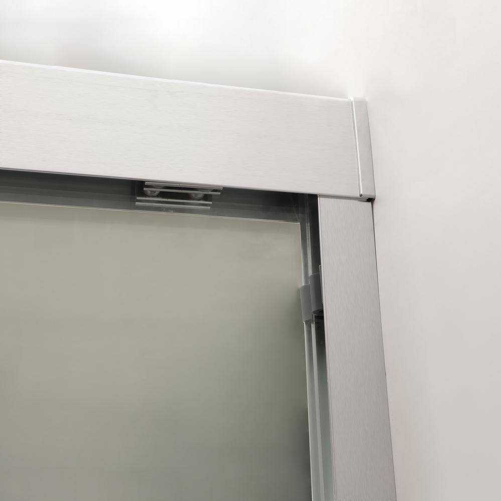 48" W x 76" H Brushed Nickel Semi-Frameless Sliding Shower Door