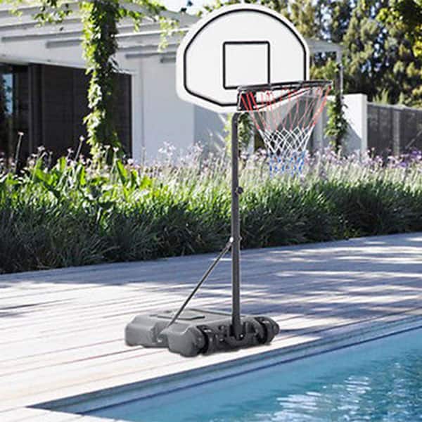 Portable Poolside Basketball Hoop/Goal in White and Black with 2.9 ft. to 3.9 ft. H Adjustment