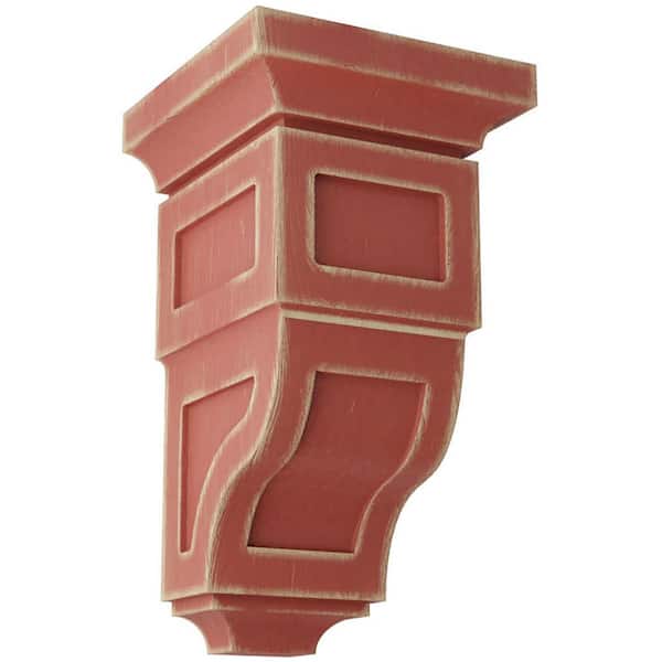 Ekena Millwork 5 in. x 10 in. x 5-3/4 in. Salvage Red Medium Reyes Wood Vintage Decor Corbel