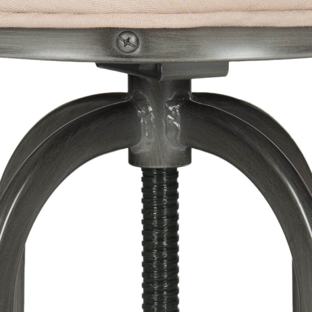 Transitional Beige and Black Adjustable Swivel Stool with Wood and Metal