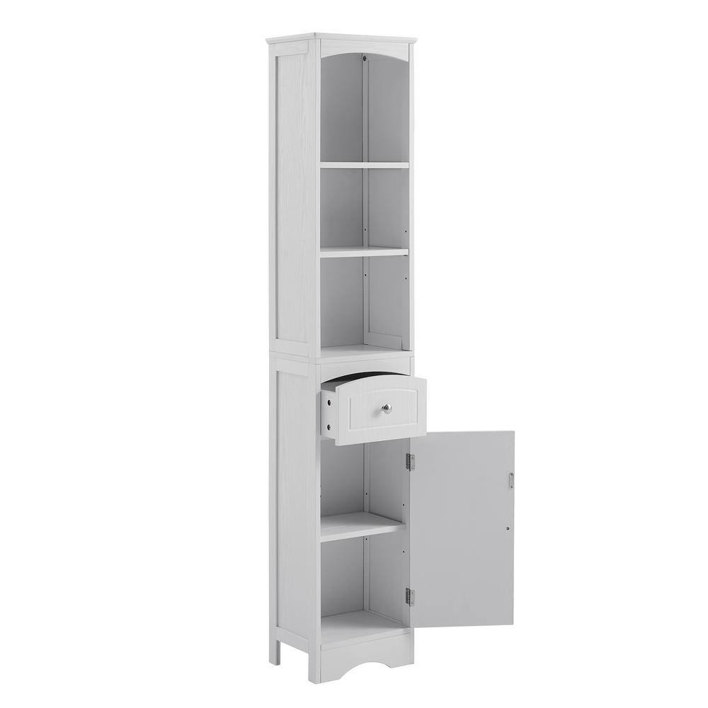 White Tall Freestanding Bathroom Cabinet with Adjustable Shelves
