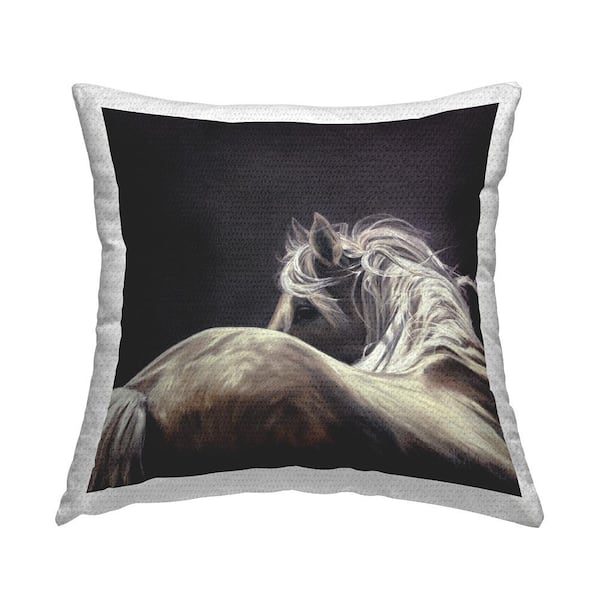 Stupell Industries Double Take Horse Portrait Brown Square Outdoor Throw Pillow