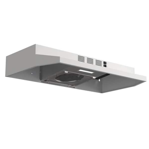 30 in. 230 CFM Under Cabinet Range Hood Stainless Steel Vent Hood with LED Light 2 Speed Exhaust Fan, White