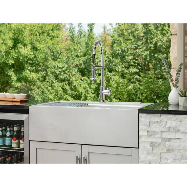 NewAge Products Signature Series 125.16 in. x 25.5 in. x 38.43 in. NG Outdoor Kitchen Stainless Steel Cabinet Set with Grill Kamado