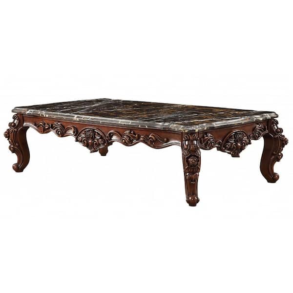 HomeRoots 40 in. Rectangle Genuine Marble Coffee Table