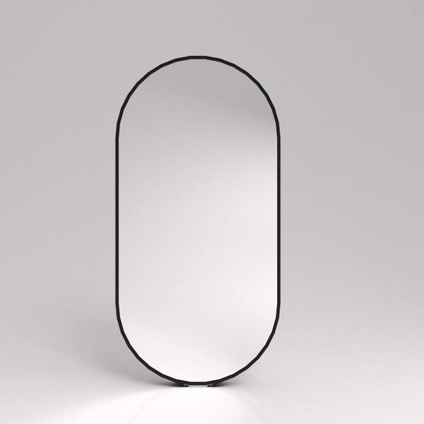 Velora 18 in. W x 36 in. H Oval Framed Wall Bathroom Vanity Mirror in Matte Black