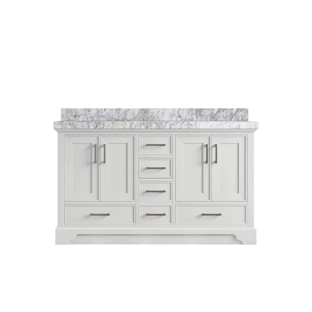 Charlotte 60 in. Double Sink Freestanding White Bath Vanity with Carrara Marble Top price history on PriceWatchPro