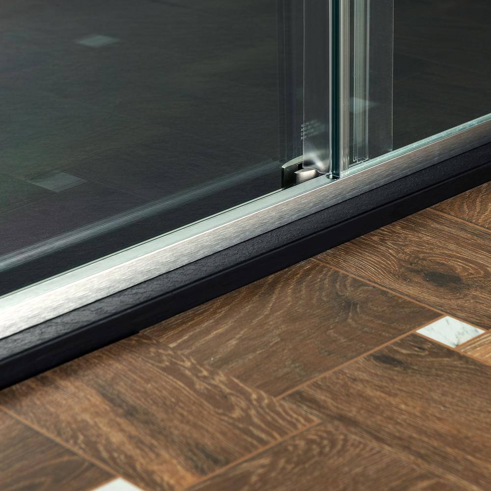 Brushed Nickel Frameless Sliding Shower Door with Clear Tempered Glass