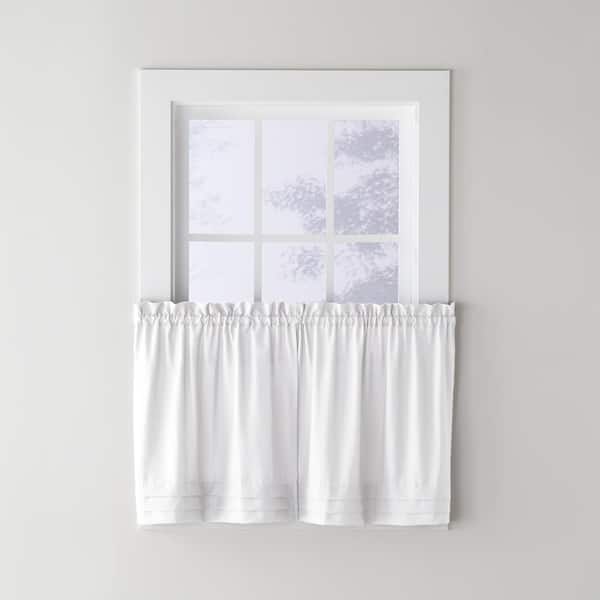 Saturday Knight White Solid Rod Pocket Curtain - 57 in. W x 45 in. L (Set of 2)