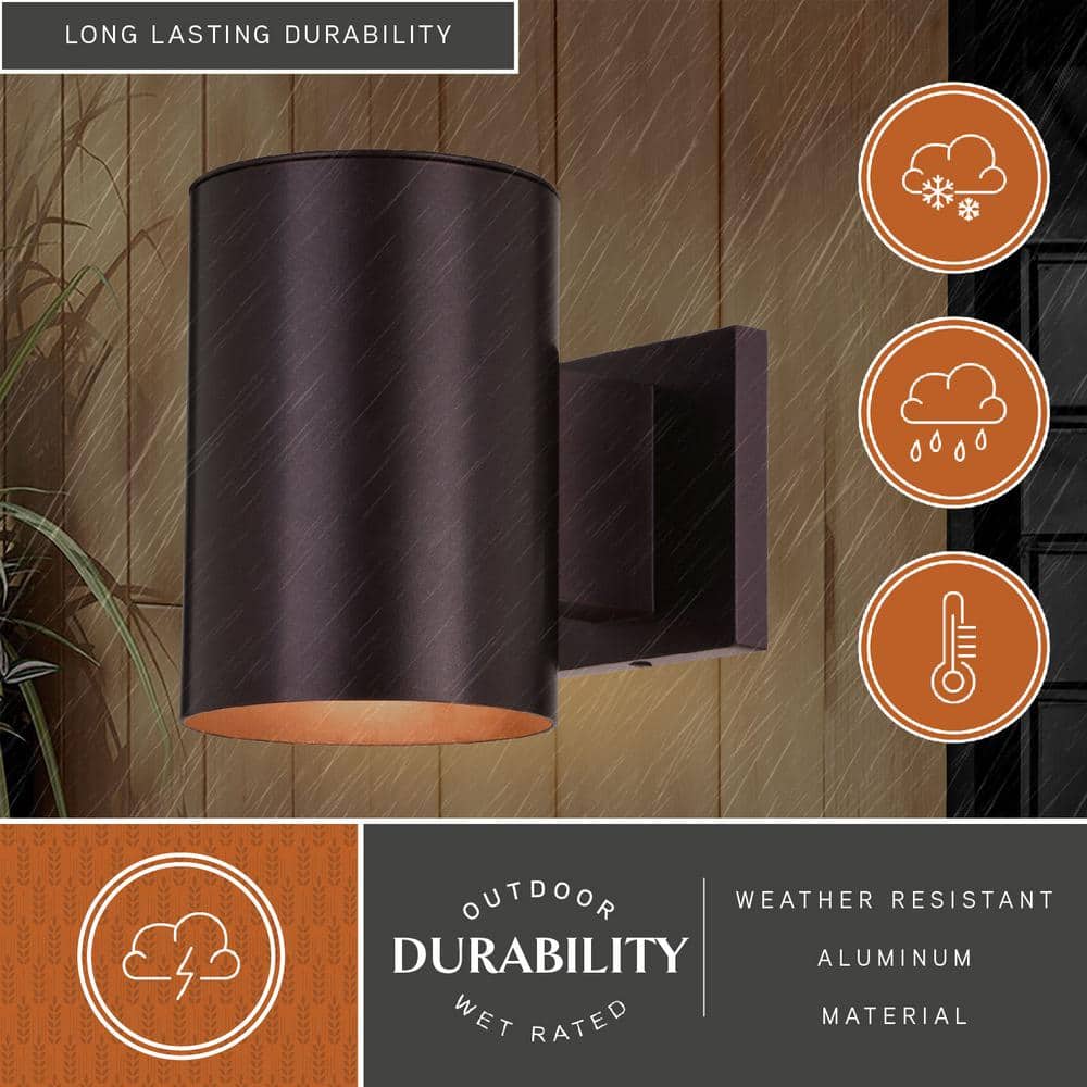 Chiasso Bronze Aluminum Dimmable Cylinder Sconce, 8"x7.25"