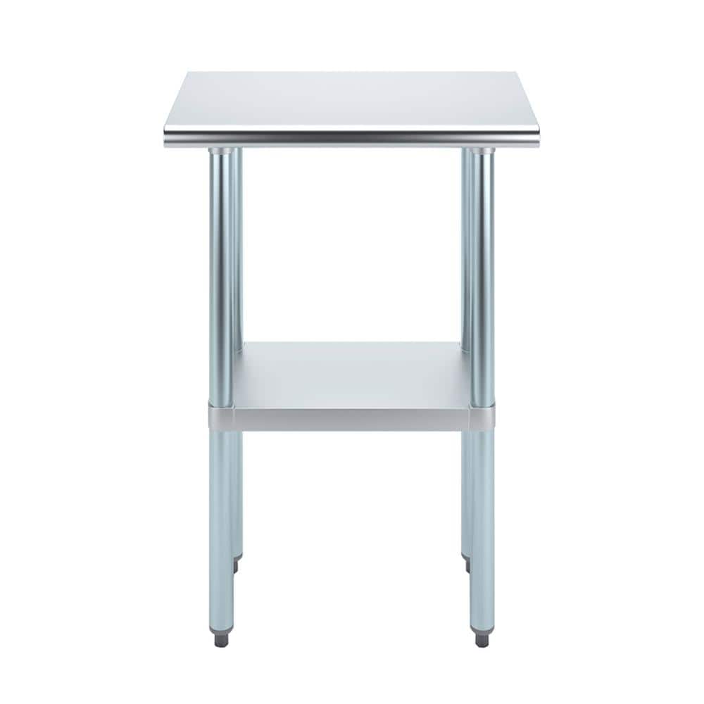 24" Stainless Steel Utility Work Table with Galvanized Shelf