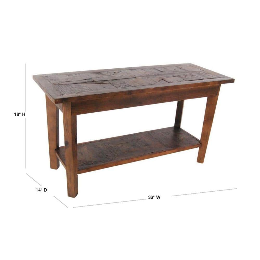 Revive Natural Reclaimed Wood Bench with Bottom Storage Shelf