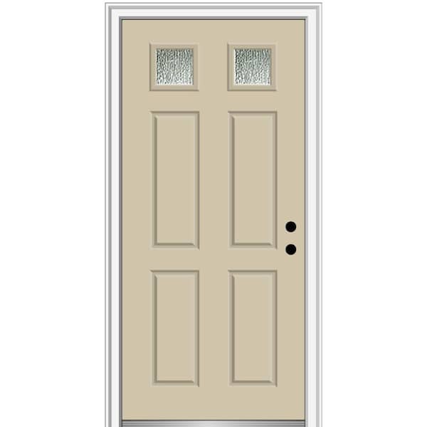 MMI Door 32 in. x 80 in. Left-Hand/Inswing Rain Glass Wicker Fiberglass Prehung Front Door on 4-9/16 in. Frame