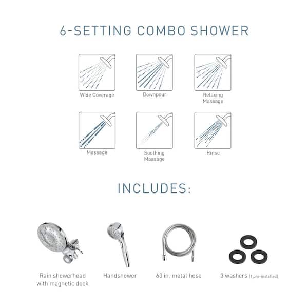 MOEN - Magnetix 6-Spray 6.75 in. Dual Wall Mount Fixed and Handheld Shower Head 1.75 GPM in Matte Black