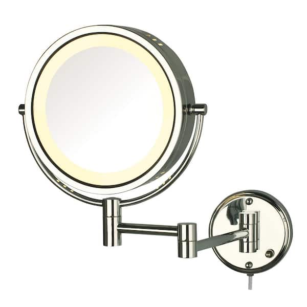 Jerdon 8.5 in. Lighted Wall Makeup Mirror in Chrome, Corded