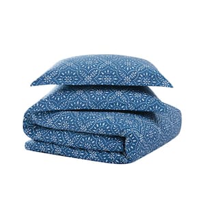 Katrine 3-Piece Blue Cotton Full/Queen Comforter Set