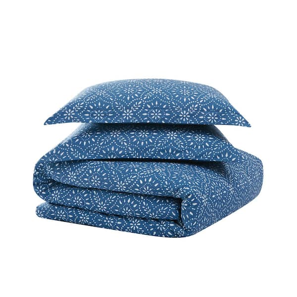 Brooklyn Loom Katrine 3-Piece Blue Cotton King Comforter Set