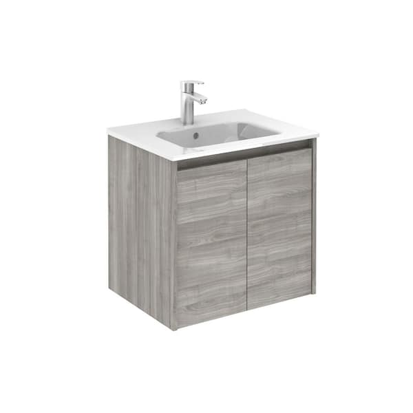 Sansa 24 in. W x 18 in. D 2/Doors Vanity in Sandy Grey with Ceramic White Basin