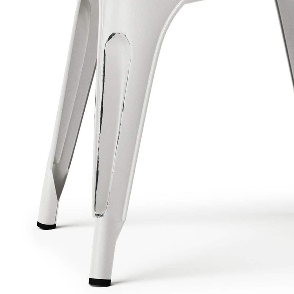 Distressed White Metal Upholstered High Slat Side Chair