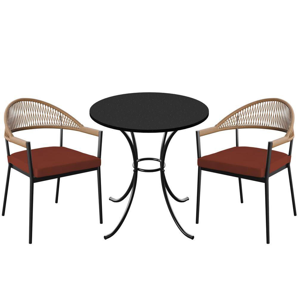 TK CLASSICS 3Piece Outdoor Dining Set with Concrete Tabletop and Rope