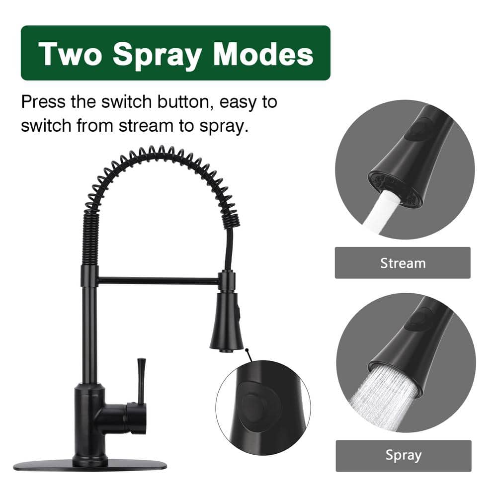 Matte Black Single Handle Pull Down Kitchen Faucet