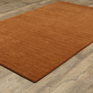 Allaire Rust 2 ft. x 8 ft. Solid Heathered Hand-Crafted 100% Wool Indoor Runner Area Rug