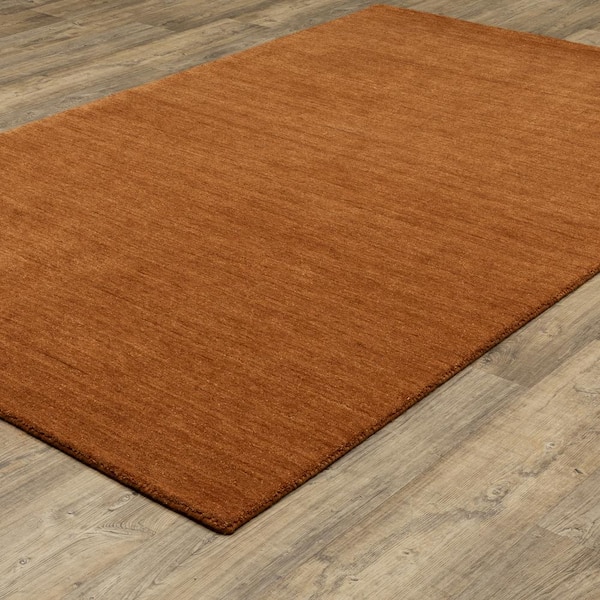 Allaire Rust 5 ft. x 8 ft. Solid Heathered Hand-Crafted 100% Wool Indoor Area Rug