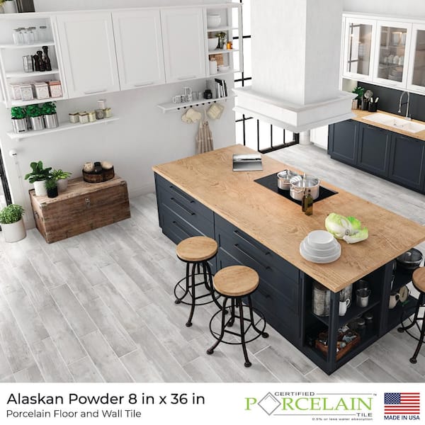 Alaskan Powder Light Gray 8 in. x 36 in. Matte Porcelain Floor and Wall Tile (13.6 sq. ft./Case)