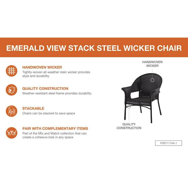 NEIGHBORHOOD FL / E-CHAIR ONE ① StyleWell Emerald View Brown Wicker Outdoor Stack Lounge Chair