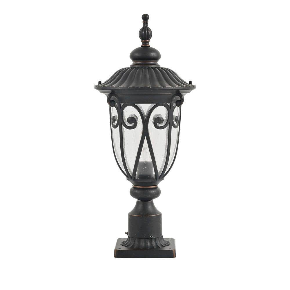 1 Light Black Metal Hardwired Outdoor Waterproof Post Light with Bubble Glass for Yard, Patio, E26, No Bulbs Included price history on PriceWatchPro