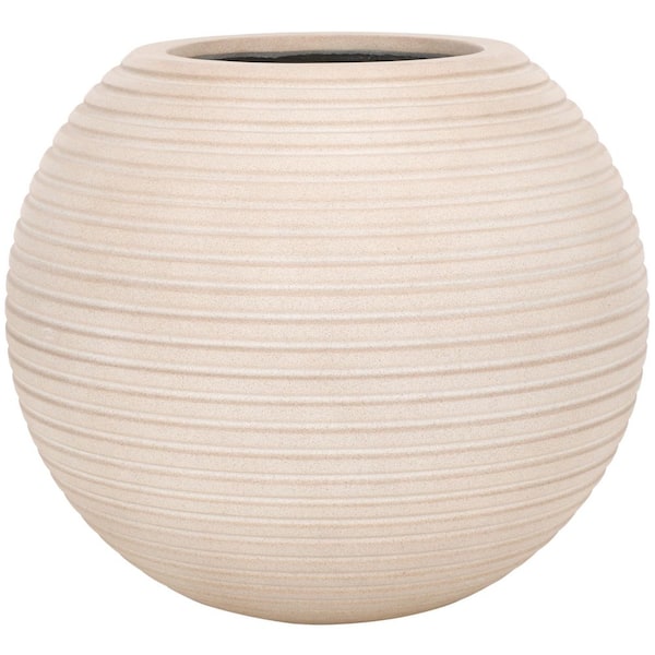 Mora Beige Ficonstone/Cement Outdoor Planter (20.08 in. W x 17.52 in. H)