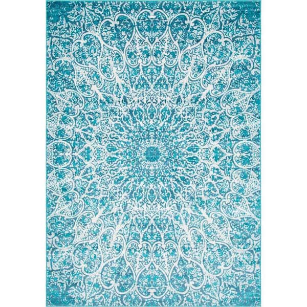 Unique Loom Sofia Grace Turquoise 7' 0 x 10' 0 Area Rug