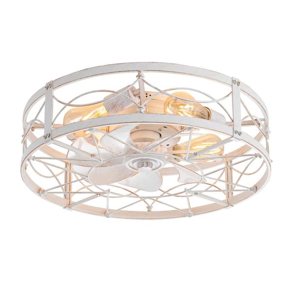 Webb. 20 in. 4-Light Indoor White/Gold Modern Small Low Profile Standard Ceiling Fan with Light Kit and Remote Included