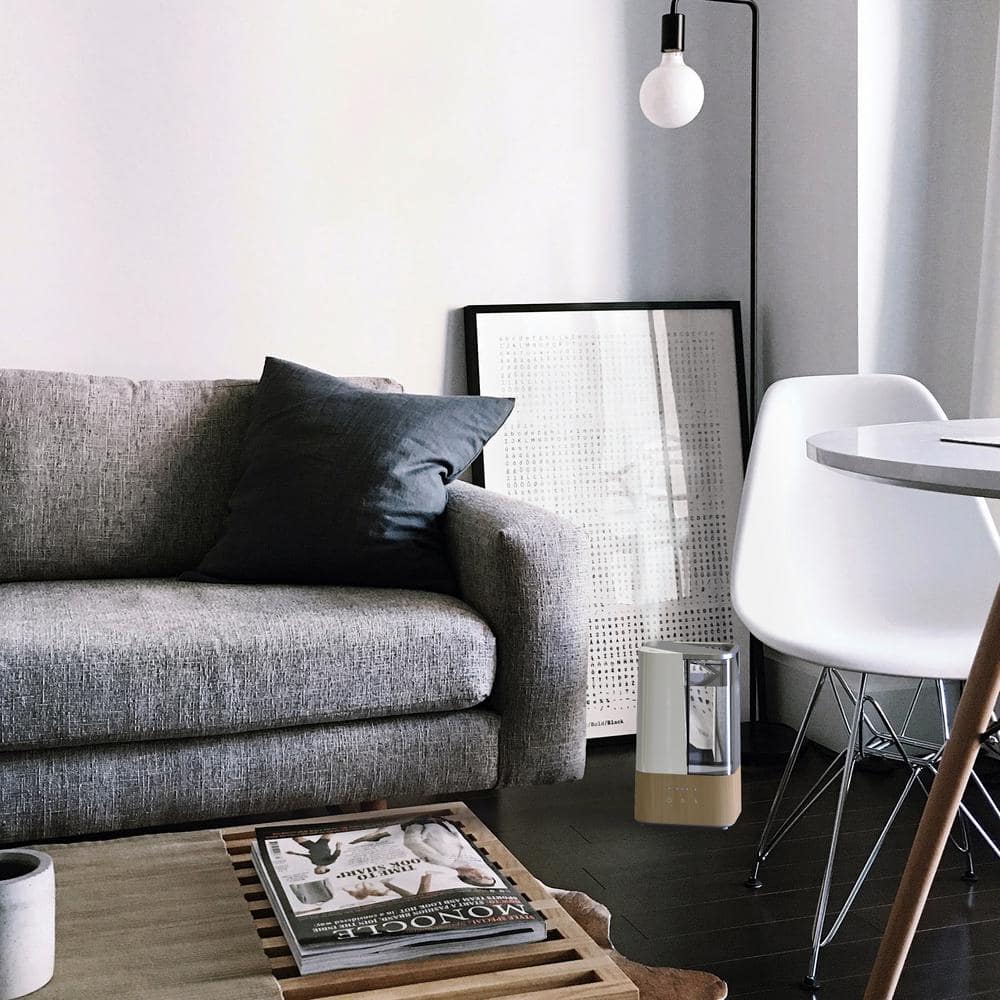 White Faux Woodgrain Ultrasonic Humidifier with Dual Mist