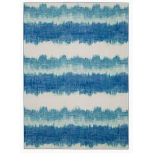 Linon Home Decor Boynton Navy and Ivory 2 ft. W x 3 ft. L Washable  Polyester Indoor/Outdoor Area Rug THDR04071 - The Home Depot