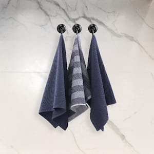 Cotton Classics 100% Cotton Navy/Heathered Stripe Kitchen Towel (Set of 3)