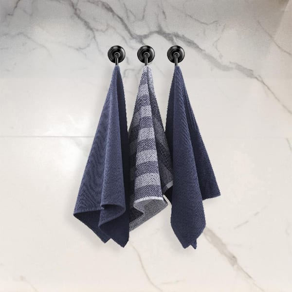 Nautica Cotton Classics 100% Cotton Navy/Heathered Stripe Kitchen Towel (Set of 3)