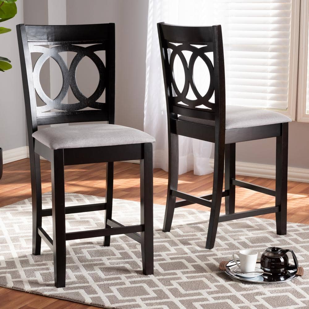 Gray Cane and Wood Low Back Dining Chair