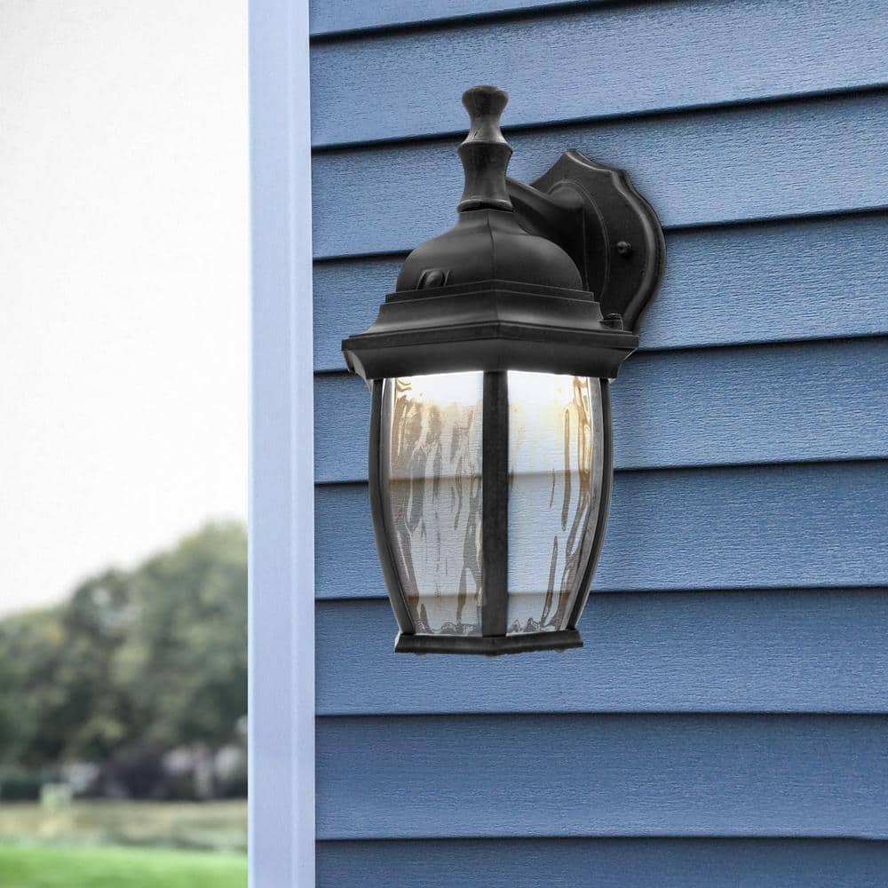 Black Matte Smart WiFi Outdoor Wall Sconce with Clear Glass