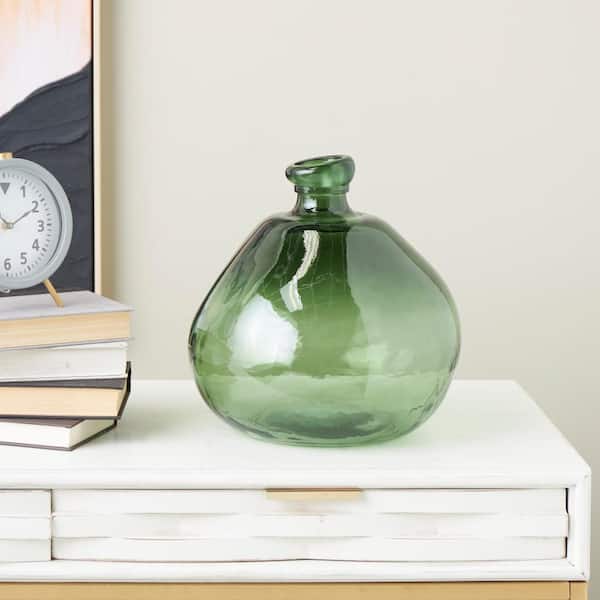 Litton Lane Green Handmade Wide Ombre Spanish Bottle Recycled Glass Decorative Vase
