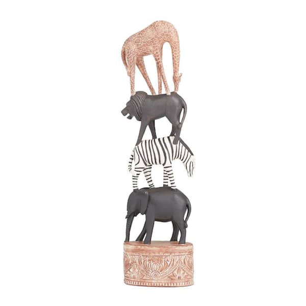 Litton Lane 3 in. x 16 in. Multi Colored Polystone Safari Animal Sculpture