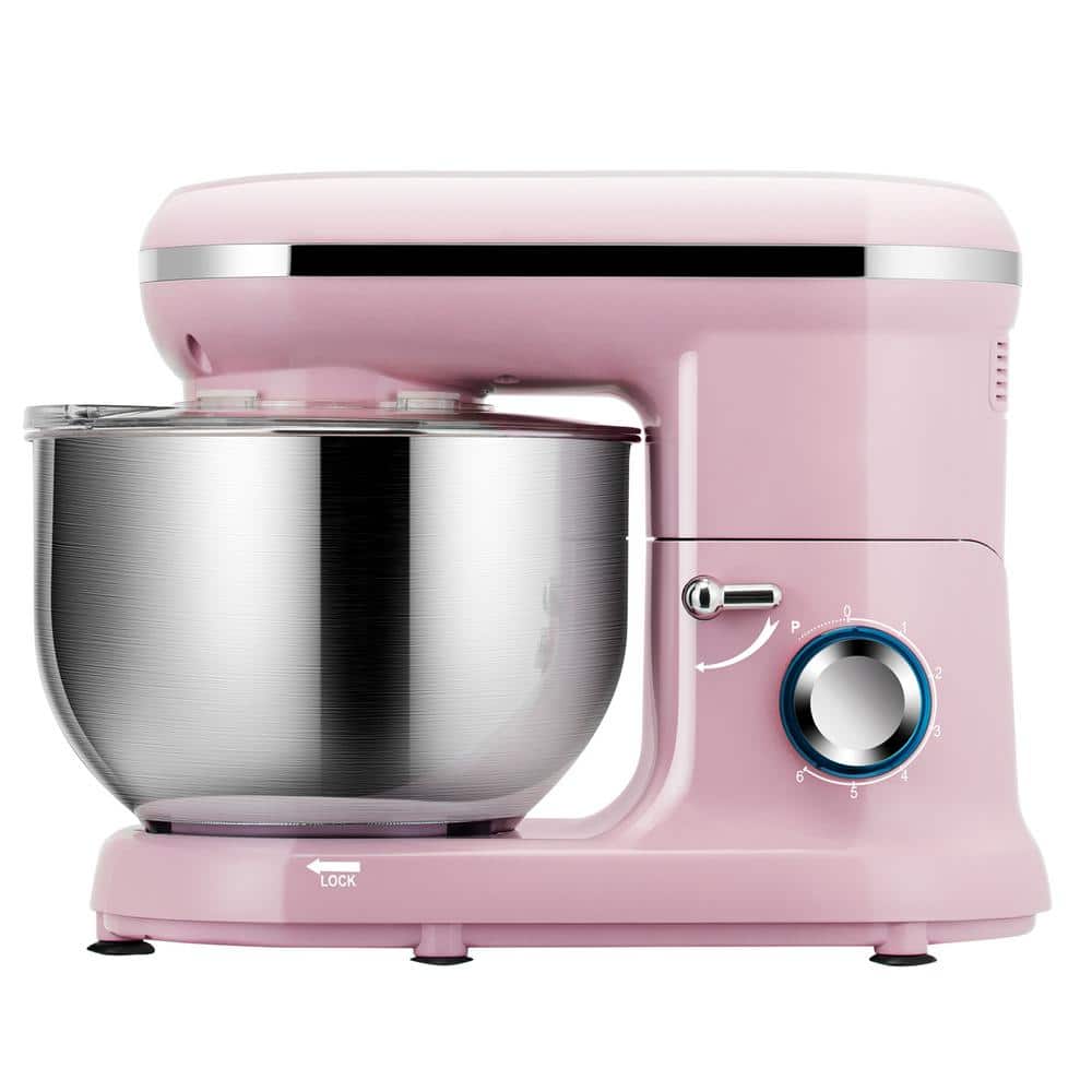Vivohome 650 Watt 6 Qt 6 Speed Pink Tilt Head Kitchen Stand Mixer With