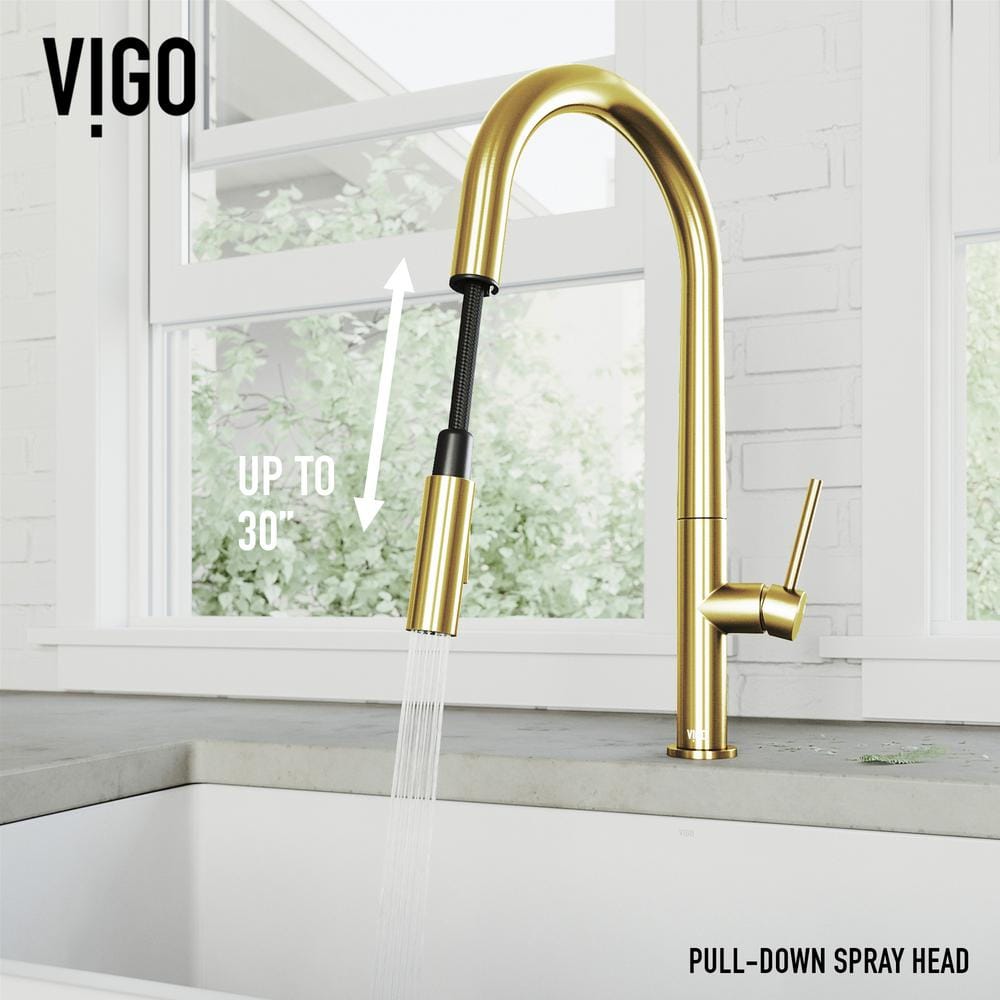 Matte Gold Single Handle Pull-Down Kitchen Faucet with Spray