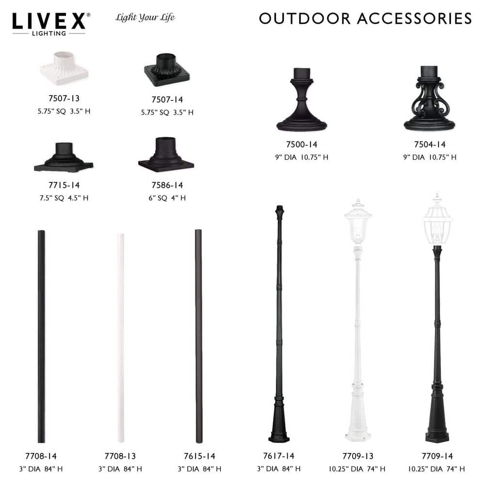 84" Textured Black Aluminum Outdoor Lamp Post