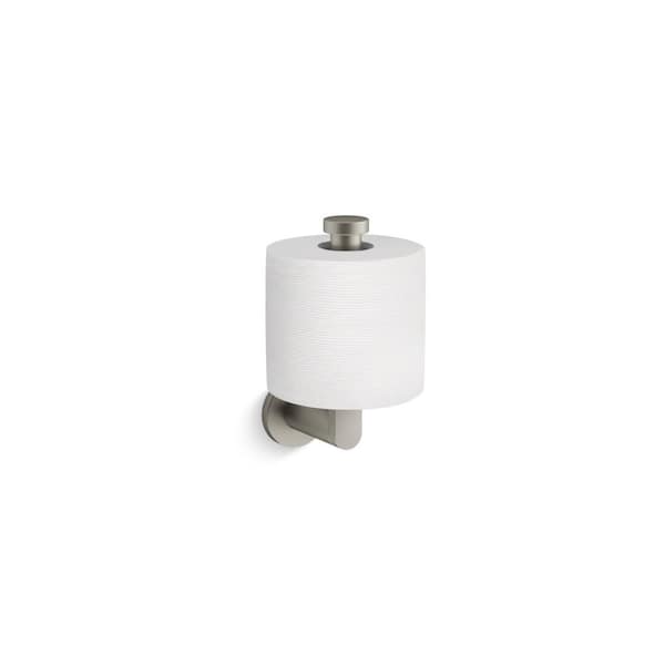 Composed Wall Mounted Vertical Toilet Paper Holder in Vibrant Brushed Nickel
