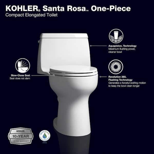 Glacier Bay Power Flush 1-piece 1.28 GPF Single-Flush Elongated Toilet in  White, Seat Included N2451E - The Home Depot