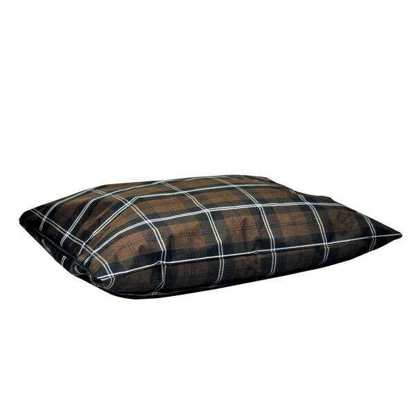 K&H Pet Products Single-Seam Large Brown Plaid Indoor/Outdoor Pillow Dog Bed